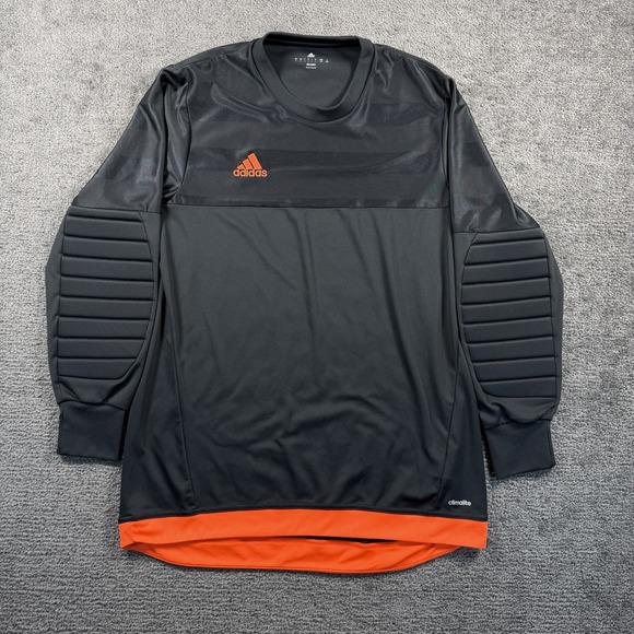 adidas Other - Adidas Climalite Goalkeeper Jersey Mens Large Black Orange Padded Elbows L/S